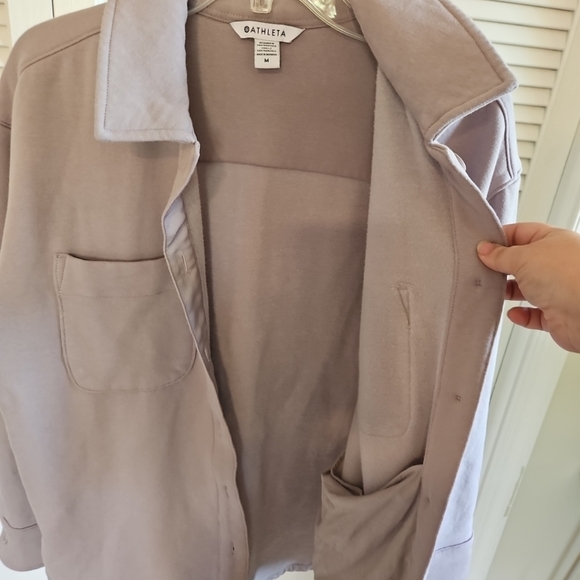 Athleta Retroplush Shirt Jacket Purple Plush Fleece Shacket Size Medium - Picture 7 of 10